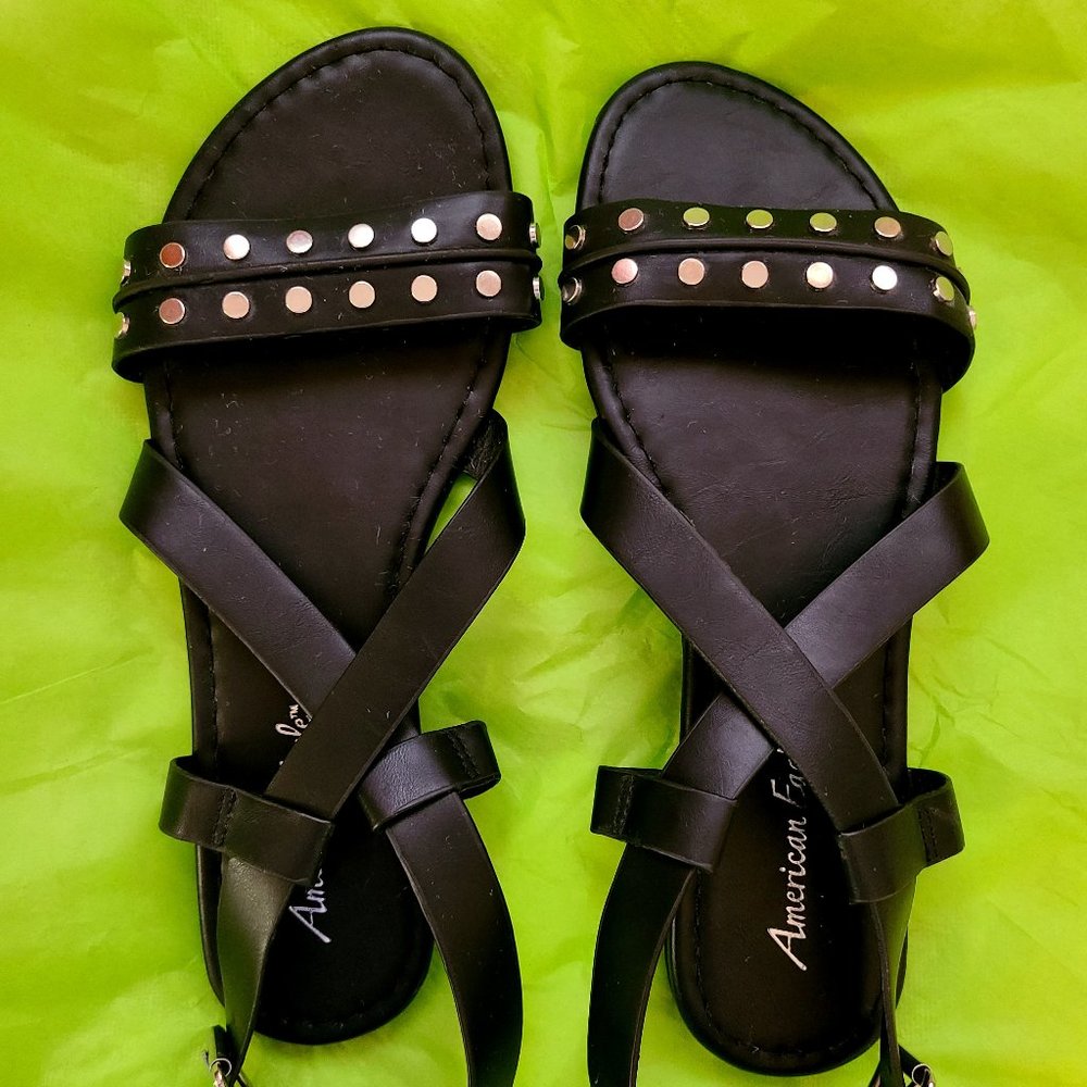 American Eagle Studded Black Sandals Size 10